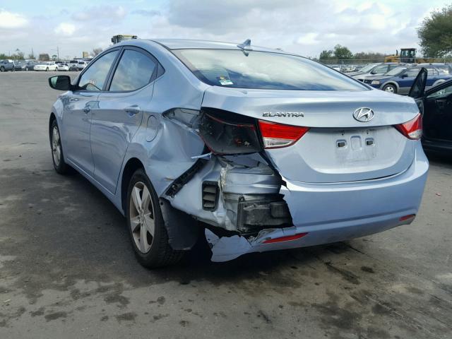 KMHDH4AE0CU312534 - 2012 HYUNDAI ELANTRA GL BLUE photo 3