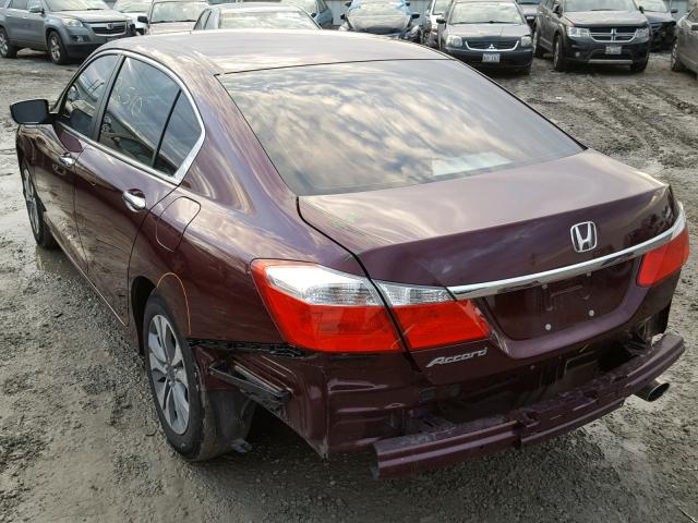 1HGCR2F37EA302355 - 2014 HONDA ACCORD LX BURGUNDY photo 3