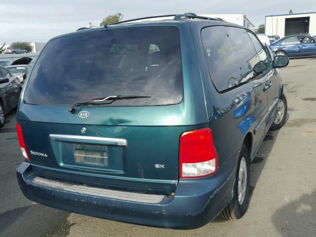 KNDUP131X26298287 - 2002 KIA SEDONA EX GREEN photo 4