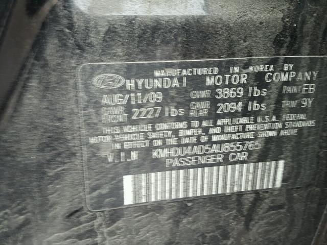 KMHDU4AD5AU855765 - 2010 HYUNDAI ELANTRA BL BLACK photo 10