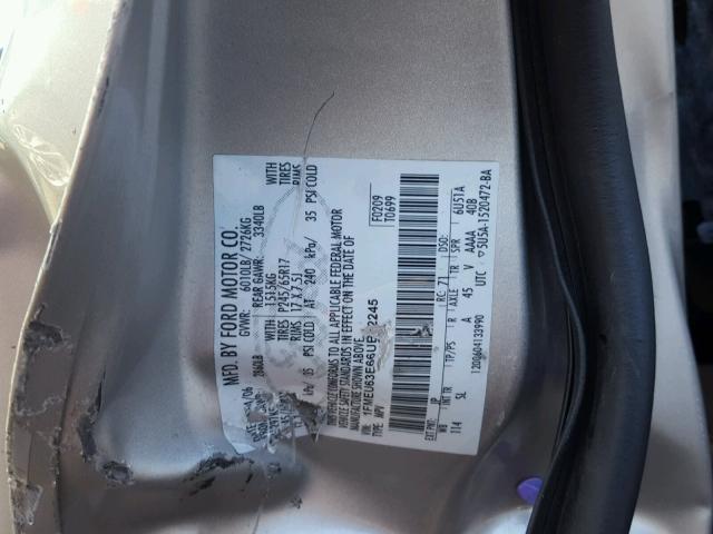 1FMEU63E66UB32245 - 2006 FORD EXPLORER X SILVER photo 10