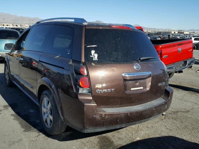 5N1BV28U27N121747 - 2007 NISSAN QUEST S BROWN photo 3