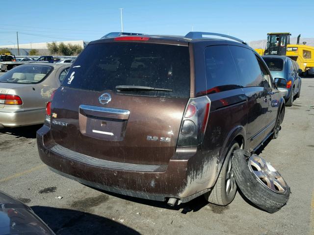 5N1BV28U27N121747 - 2007 NISSAN QUEST S BROWN photo 4