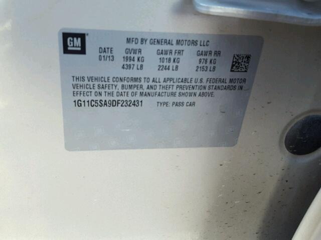 1G11C5SA9DF232431 - 2013 CHEVROLET MALIBU 1LT 金色 照片 10