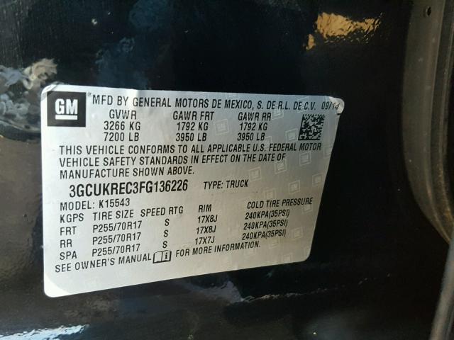 3GCUKREC3FG136226 - 2015 CHEVROLET SILVERADO BLACK photo 10