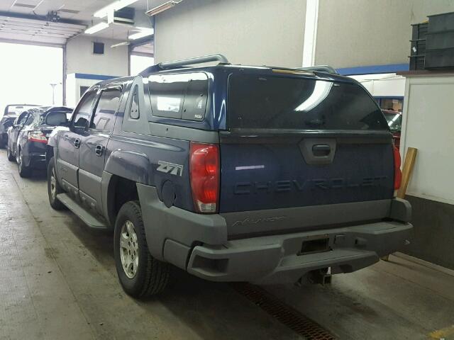 3GNEK13T22G226994 - 2002 CHEVROLET AVALANCHE BLUE photo 3