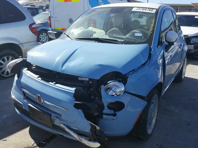 3C3CFFCRXET279612 - 2014 FIAT 500 LOUNGE BLUE photo 2