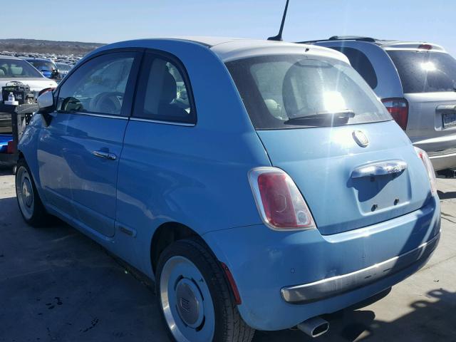 3C3CFFCRXET279612 - 2014 FIAT 500 LOUNGE BLUE photo 3