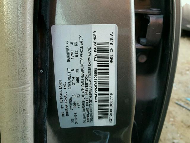 1YVGF22C6Y5106655 - 2000 MAZDA 626 ES GOLD photo 10