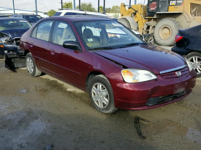 1HGES16563L014742 - 2003 HONDA CIVIC LX BURGUNDY photo 1