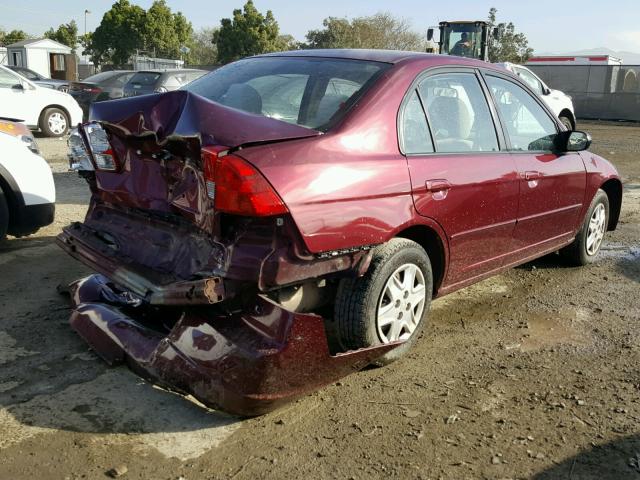1HGES16563L014742 - 2003 HONDA CIVIC LX BURGUNDY photo 4