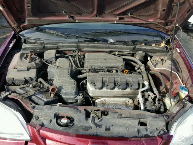 1HGES16563L014742 - 2003 HONDA CIVIC LX BURGUNDY photo 7