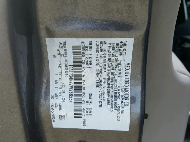 1FAFP34N77W258557 - 2007 FORD FOCUS ZX4 CHARCOAL photo 10