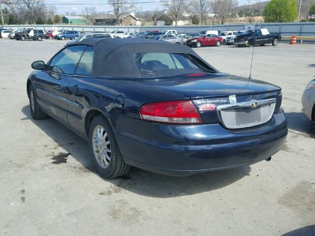 1C3EL55RX2N238370 - 2002 CHRYSLER SEBRING LX BLUE photo 3