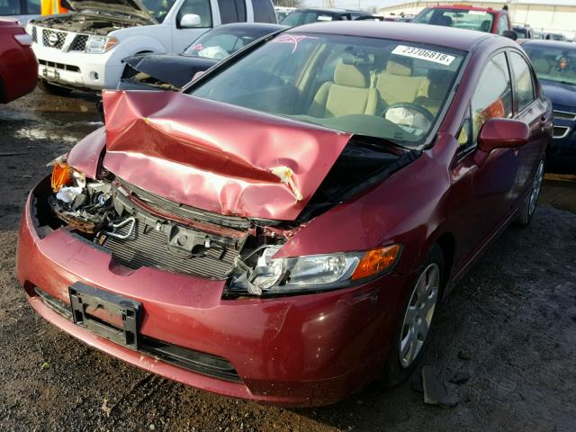 1HGFA16528L055304 - 2008 HONDA CIVIC LX RED photo 2