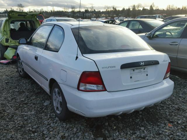 KMHCF35G92U195381 - 2002 HYUNDAI ACCENT L WHITE photo 3