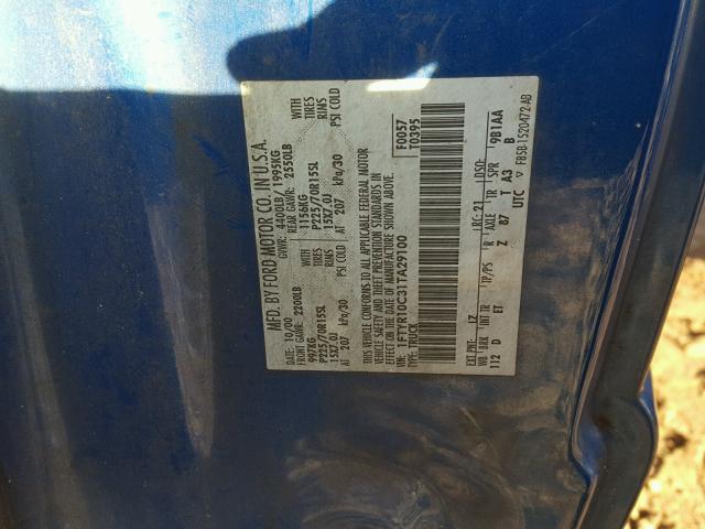 1FTYR10C31TA29100 - 2001 FORD RANGER BLUE photo 10