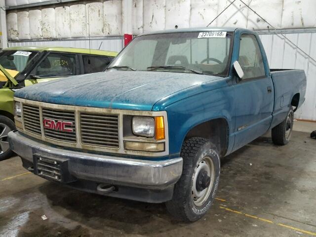 1GTEK14Z7PE527450 - 1993 GMC SIERRA K15 GREEN photo 2