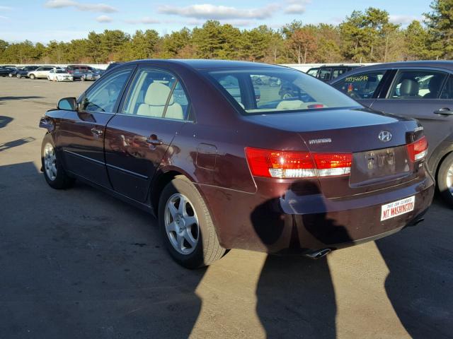 5NPEU46F66H002361 - 2006 HYUNDAI SONATA GLS MAROON photo 3