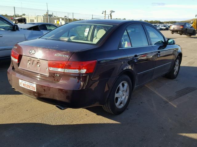 5NPEU46F66H002361 - 2006 HYUNDAI SONATA GLS MAROON photo 4