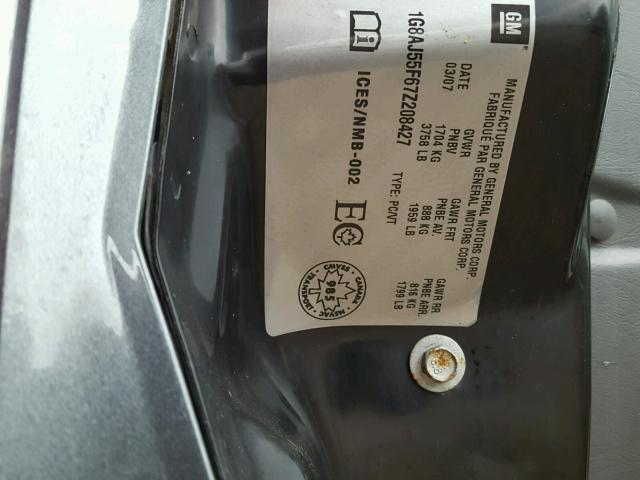 1G8AJ55F67Z208427 - 2007 SATURN ION LEVEL GRAY photo 10