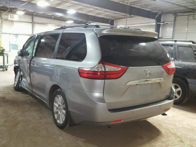 5TDYK3DC8FS572362 - 2015 TOYOTA SIENNA XLE SILVER photo 3