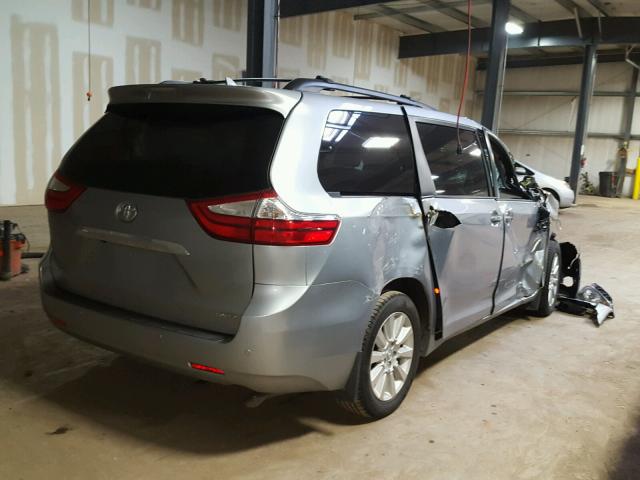 5TDYK3DC8FS572362 - 2015 TOYOTA SIENNA XLE SILVER photo 4