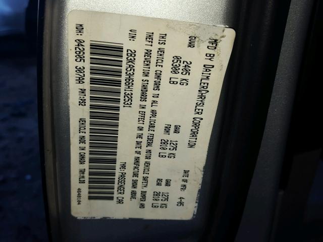 2B3KA53H66H132531 - 2006 DODGE CHARGER R/ BLACK photo 10