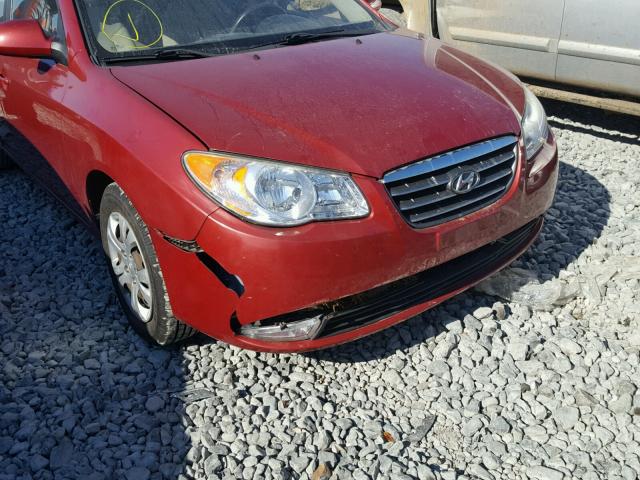 KMHDU46D29U758950 - 2009 HYUNDAI ELANTRA GL RED photo 9