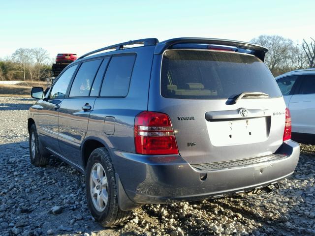 JTEGF21A330074268 - 2003 TOYOTA HIGHLANDER BLUE photo 3