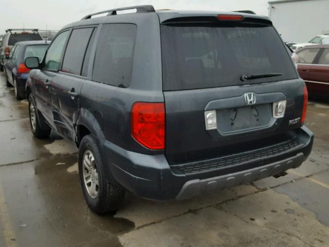 2HKYF18604H620906 - 2004 HONDA PILOT EXL BLUE photo 3