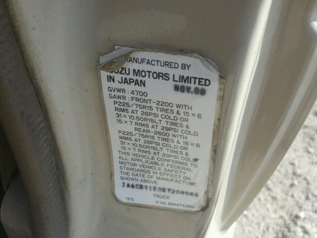 JAACR11E8K7208566 - 1989 ISUZU CONVENTION BEIGE photo 10