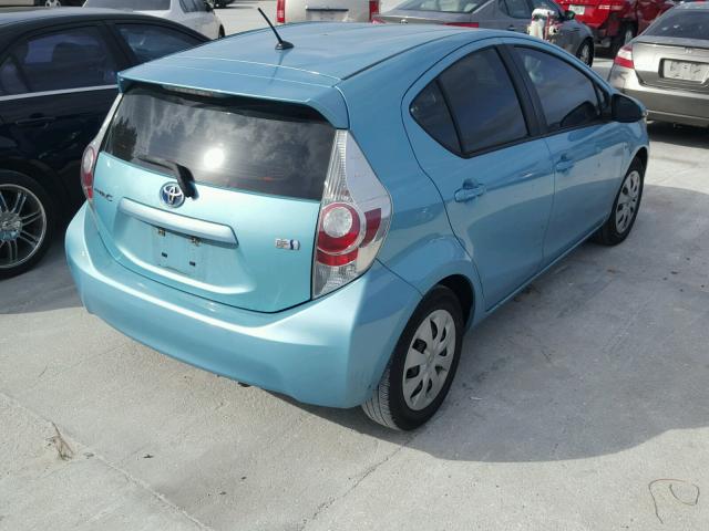 JTDKDTB3XC1021958 - 2012 TOYOTA PRIUS C BLUE photo 4