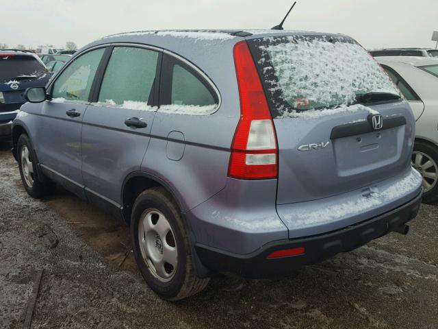 5J6RE48339L033689 - 2009 HONDA CR-V LX BLUE photo 3