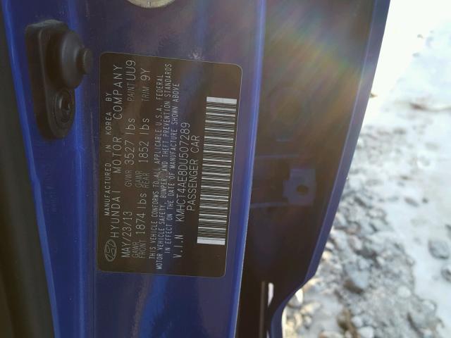 KMHCT4AE8DU507289 - 2013 HYUNDAI ACCENT GLS BLUE photo 10