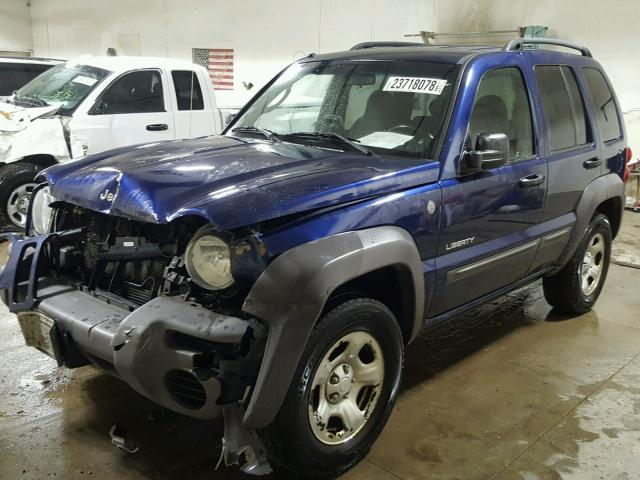 1J4GL48K84W327634 - 2004 JEEP LIBERTY SP BLUE photo 2