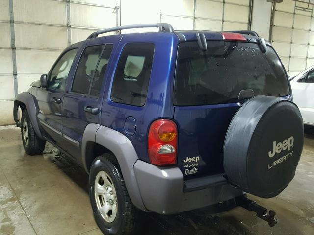 1J4GL48K84W327634 - 2004 JEEP LIBERTY SP BLUE photo 3