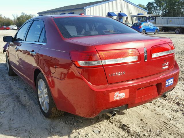 3LNDL2L36BR761947 - 2011 LINCOLN MKZ HYBRID RED photo 3