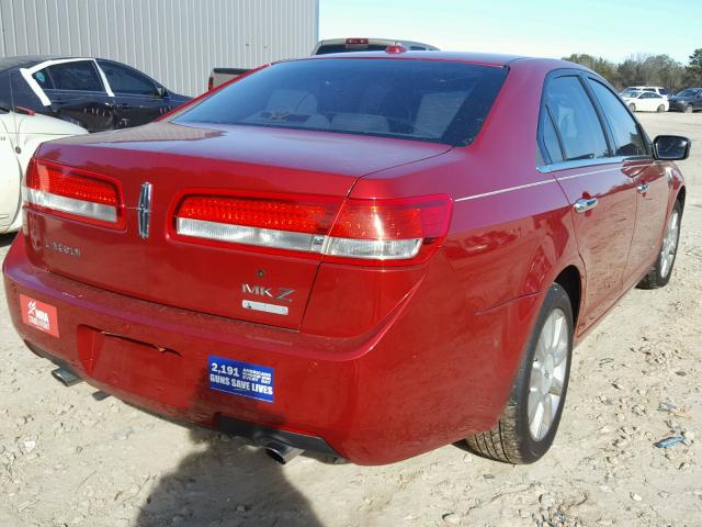 3LNDL2L36BR761947 - 2011 LINCOLN MKZ HYBRID RED photo 4