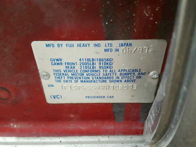 JF1SF6554WH708573 - 1998 SUBARU FORESTER S Qırmızı foto 10