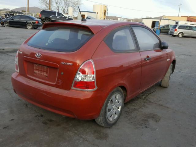 KMHCM36C29U108836 - 2009 HYUNDAI ACCENT GS ORANGE photo 4