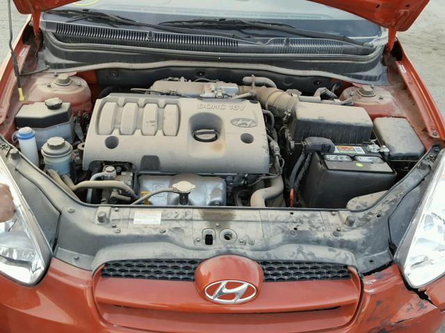 KMHCM36C29U108836 - 2009 HYUNDAI ACCENT GS ORANGE photo 7