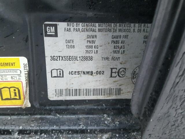 3G2TX55E69L128838 - 2009 PONTIAC G3 WAVE SE BLACK photo 10