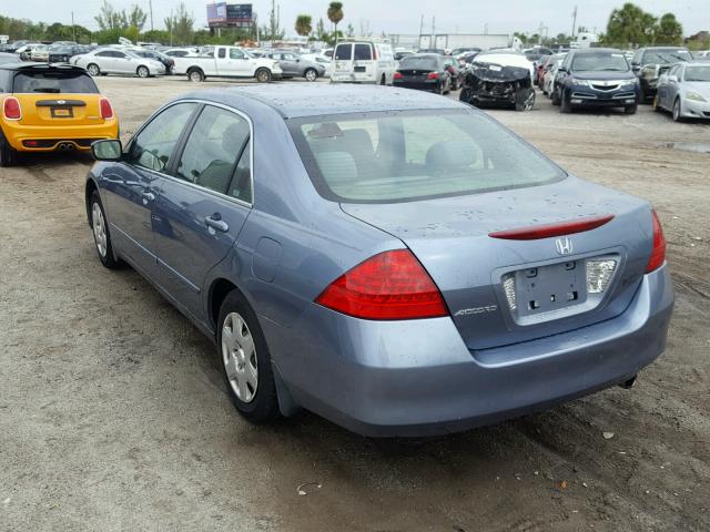 1HGCM56407A010056 - 2007 HONDA ACCORD LX BLUE photo 3