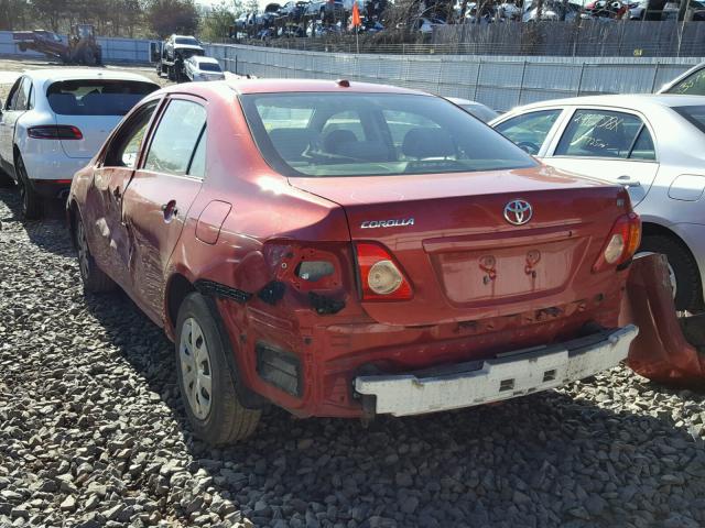 JTDBL40E399087520 - 2009 TOYOTA COROLLA BA RED photo 3