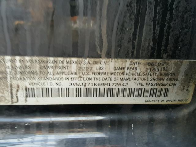 3VWJZ71K69M172642 - 2009 VOLKSWAGEN JETTA S Qara foto 10