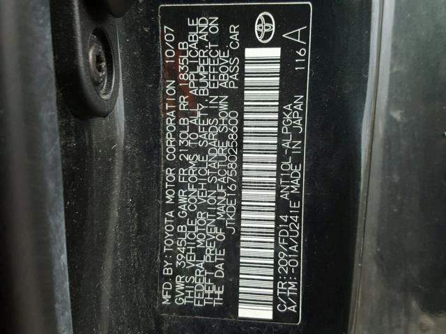 JTKDE167580258600 - 2008 SCION TC BLACK photo 10