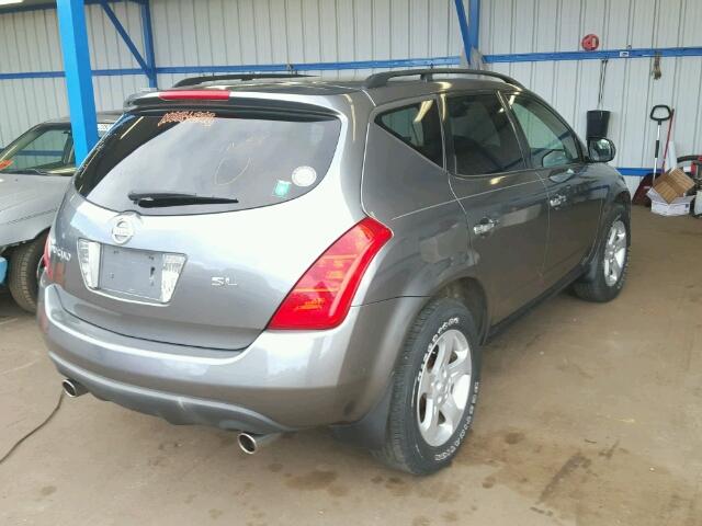 JN8AZ08T75W306372 - 2005 NISSAN MURANO SL GRAY photo 4