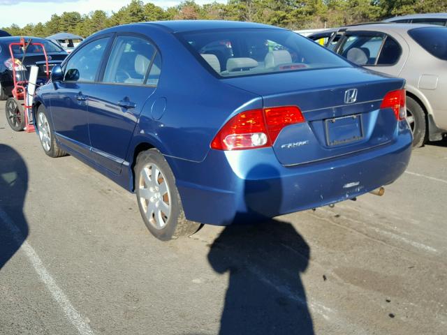 1HGFA16596L131890 - 2006 HONDA CIVIC LX BLUE photo 3