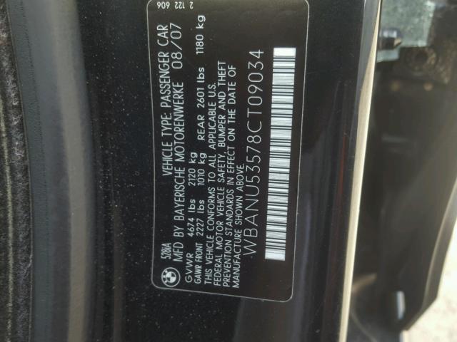 WBANU53578CT09034 - 2008 BMW 528 I BLACK photo 10